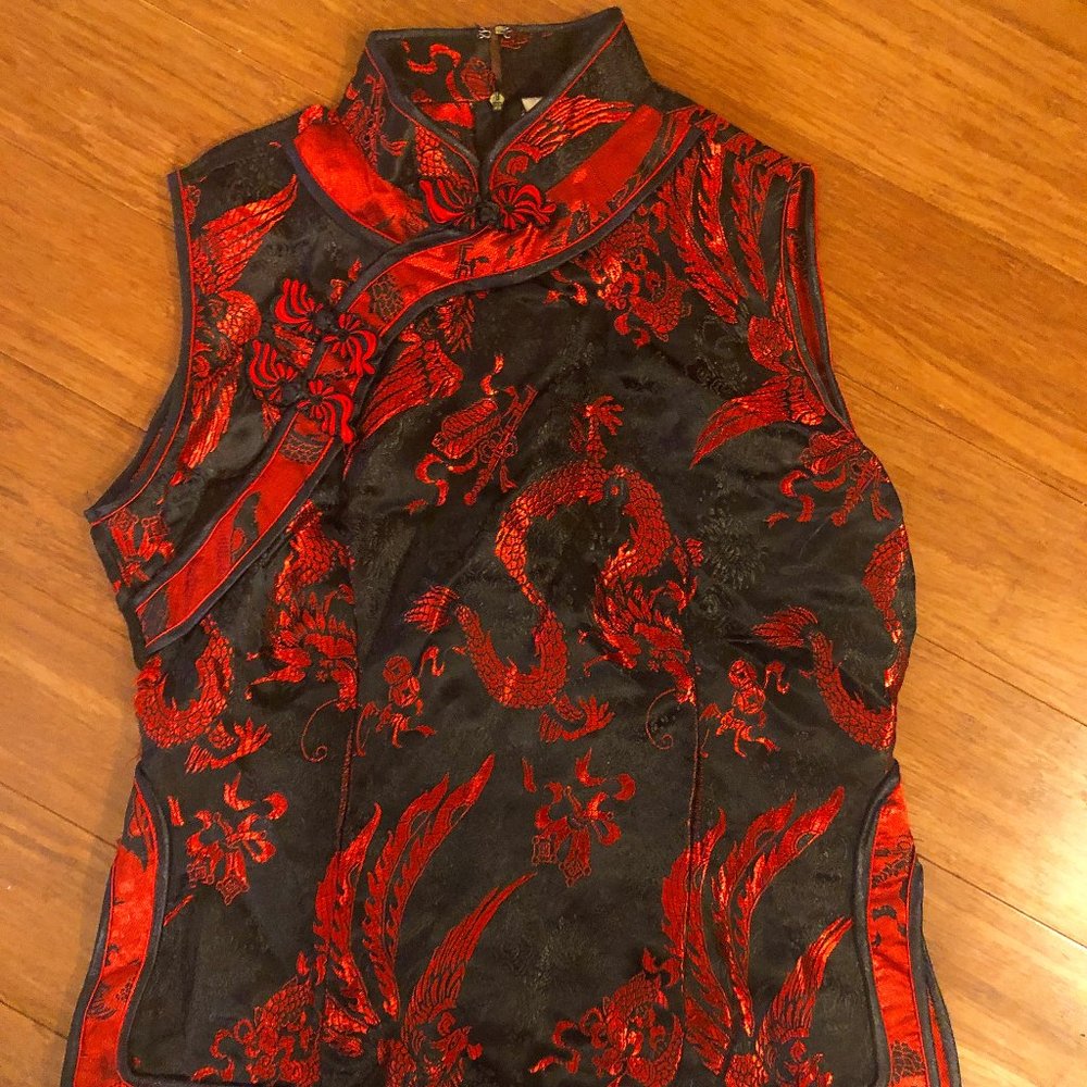 Vintage/Antique 100% Silk Chinese Sleeveless Blouse w/Dragons!